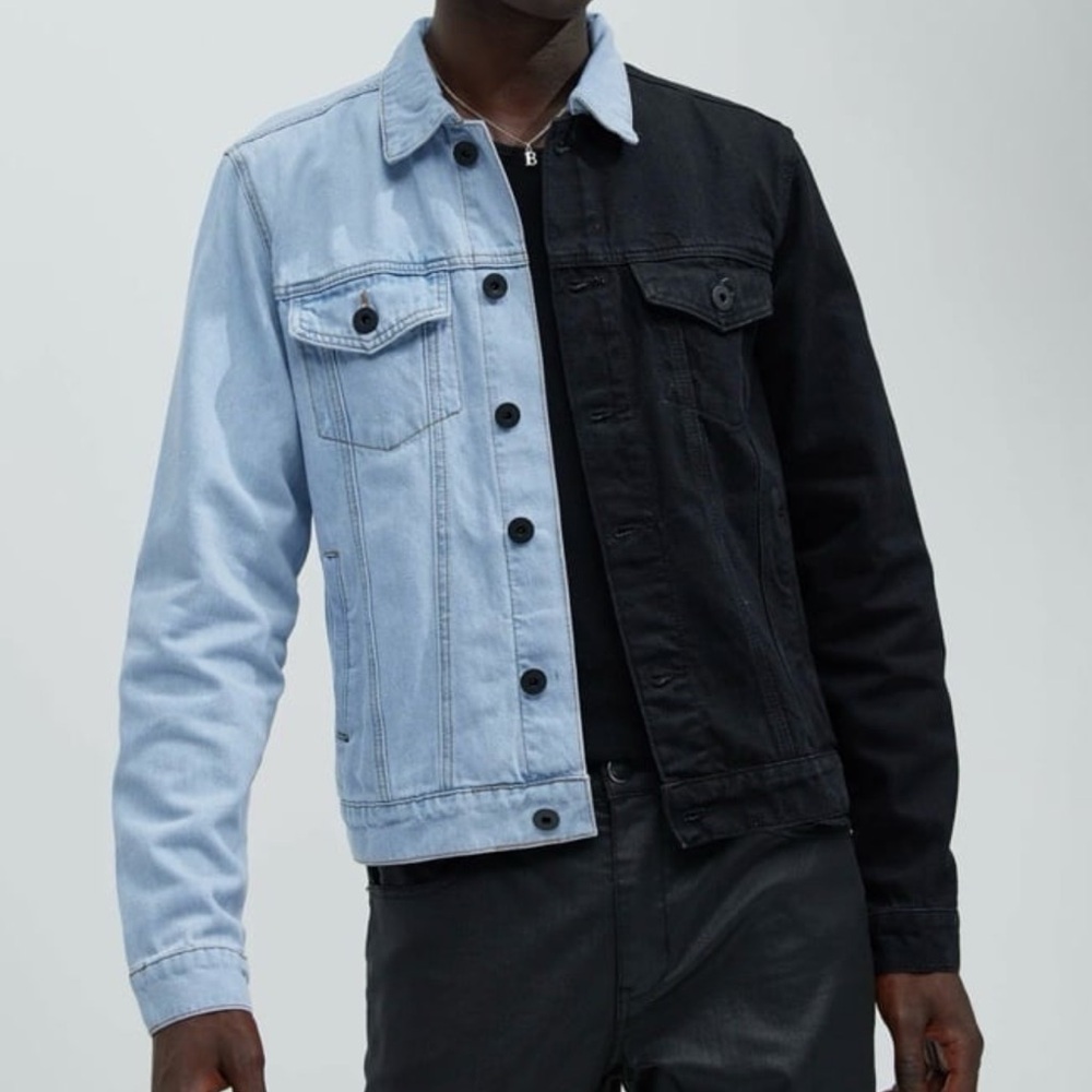 Two Tone Denim Jacket - Black/ Combo